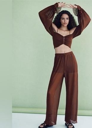 Літній коричневий костюм zara m-l