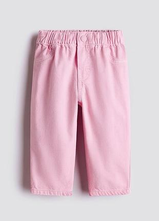 Рожеві бавовняні брюки на гумці h&m