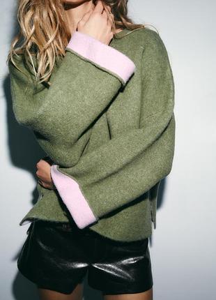Комбінований трикотажний светр від zara