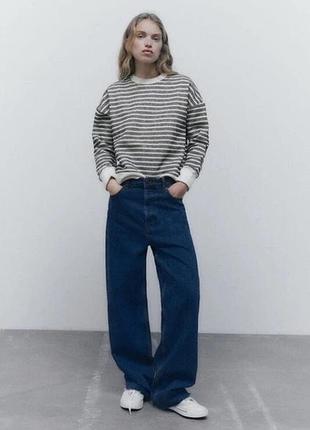 Світшот zara в смужку з флісом лонгслів