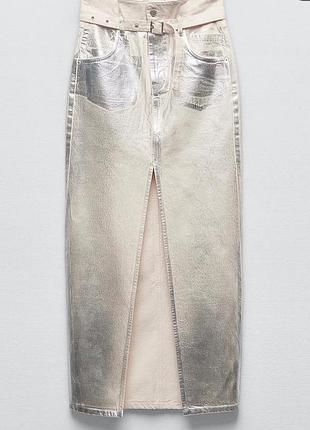 Довга юбка zara metalic, xs розмір