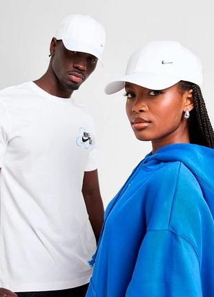 Белая кепка унисекс с металлическим логотипом - nike dri-fit club metal-swoosh cap