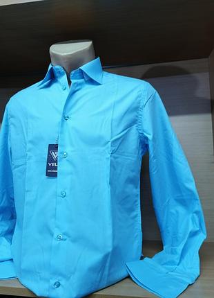 Сорочка блакитного кольору, slim fit  розмір s.