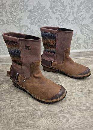 Кожаные водонепроницаемые сапоги sorel slimshortie оригинал розм. 38 / полусапоги