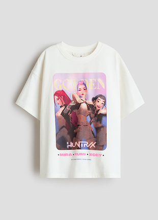 Хлопковая футболка с принтом h&amp;m golden, huntrix, mira, rumi, zoey, 614op demon hunters