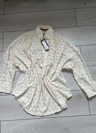 Шовковиста блузка оверсайз french connection m–xl напівпрозора сорочка нова