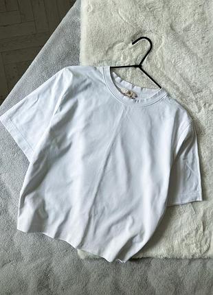 Белая плотная футболка оверсайз h&amp;m