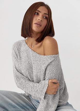 Кофта-паутинка из букле - серый цвет, one size (имеется размеры)