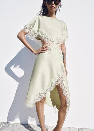 Нова сатинова нова сукня в білизняному стилі zara в розмірах xs, m