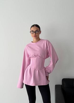 Жіночий повсякденний трикотажний світшот кофта з корсетом 116