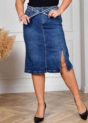 Спідниця lady n jeans 758 синя батал