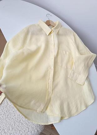 💛 идеальная льняная рубашка от h&amp;m в сочном желтом цвете! 

за дополнительными фото или вопросами — пишите в частные сообщения. быстрая отправка!