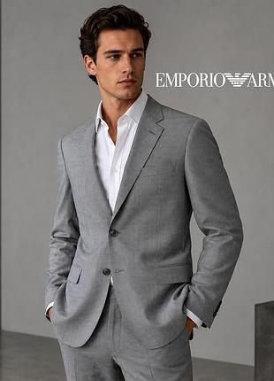 Оригинальный серый шерстяной пиджак emporio armani 56 xl