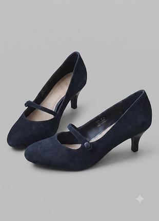 Темно-сині туфлі marks & spencer footglove жіночі замшеві