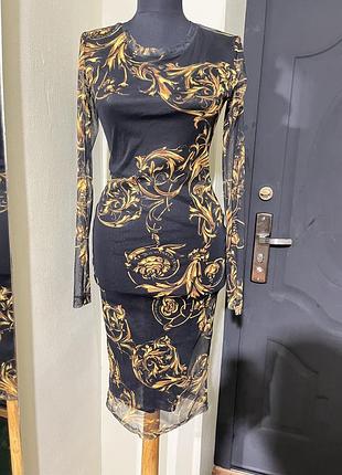 Сукня сітка міді versace jeans couture бароко оригінал (розмір xs)