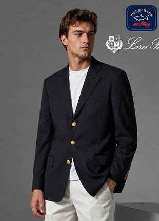 Оригинальный шерстяной черный мужской пиджак paul &amp; shark x loro piana 56
