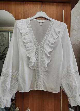 Ніжна біла блуза  h&m, р. 38