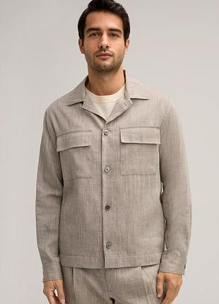 Фірмовий овершот сорочка куртка windsor lavoro linen blend overshirt with wool in mottled beige