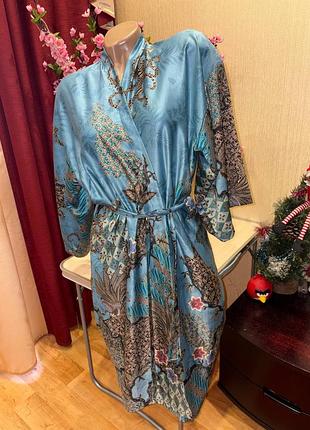 Шелковый халат на запах с поясом 100% silk