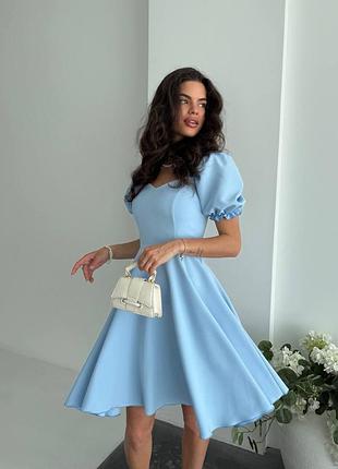 Жіноча блакитна коротка стильна сукня костюмка