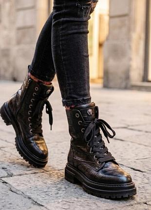 Шкіряні черевики, міські берці kurt geiger london (тиснення «крокодил») /7
