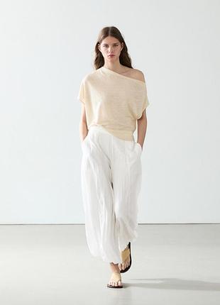 Білі котонові брюки з защіпами massimo dutti