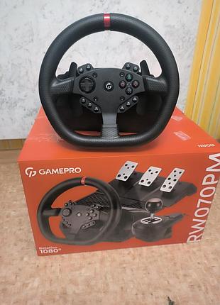 Игровой руль gamerro rw070pm (1080°, кпп, 3 педали)
