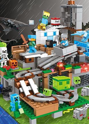 Конструктор майнкрафт my world горная пещера с героями шахта minecraft 587 деталей