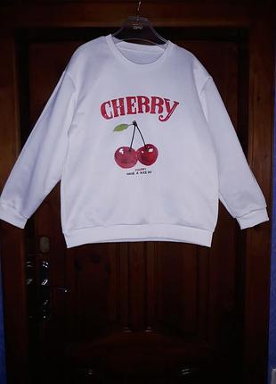 Свитшот белый женский с принтом "cherry"