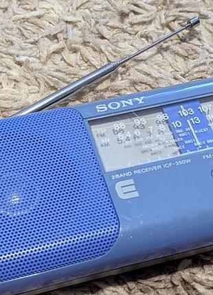 Sony icf-350w радио приемник 1986р редкий голубой цвет