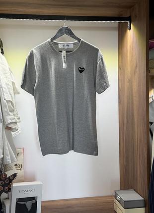 Футболка чоловіча comme des garçons play сіра з коротким рукавом