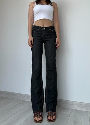 Джинсы черные серые низкая средняя талия посадка 36 s flared прямые bootcut клеш винтаж vintage 2000ые y2k