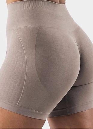Бесшовные шорты велосипедки с высокой посадкой и пуш-ап эффектом workout uk12-14 eu40-42