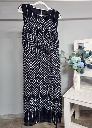 Платье шифоновое синее миди long tall sally 12 m l платье с драпировкой с геометрическим принтом