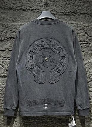 Стильний лонг лонгслів оверсайз chrome hearts хром хартс