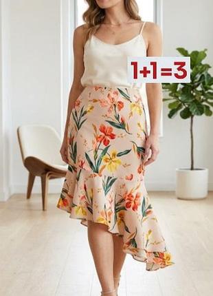 1+1=3 🎁 легкая асимметричная юбка годет в цветочный принт от boohoo