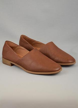 Clarks pure belle лофери мокасини туфлі сліпони балетки жіночі шкіряні коричневі оригінал 39.5 р/25.5 см      ecco geox gabor pikolinos camper ara