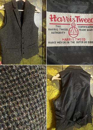 Harris tweed вінтажний твідовий вовняний жилет жилетка безрукавка з вовни