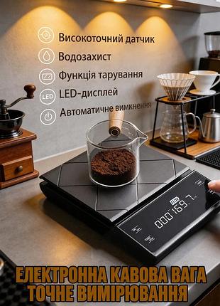Цифрові кухонні ваги coffee scale з led-дисплеєм і таймером, до 5 кг, ідеальні для приготування кави та кулінарії, функція тари