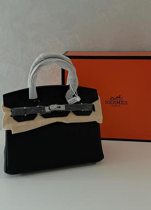 Hermès birkin 30 — чорна, срібна фурнітура