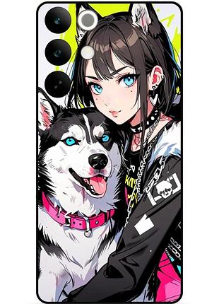 Силиконовый бампер чехол для realme c85 pro с рисунком хаски аниме