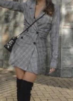 Сукня-піджак у клітинку zara (zara plaid blazer dress)