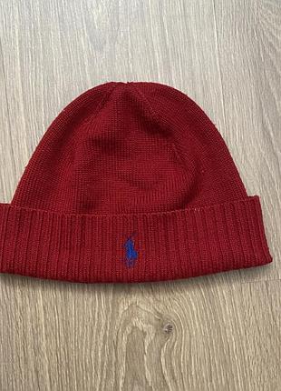 Червона в’язана шапка ralph lauren з мериносової вовни