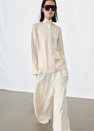 Атласная рубашка zara s, m размеры