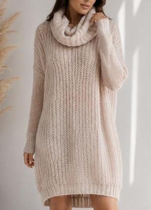 Светр-сукня h&m oversize, бежево-нюдовий, фактурна в’язка, розмір m/l