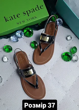 Kate spade new york оригінал шкіряні чорні лакові босоніжки сандалі