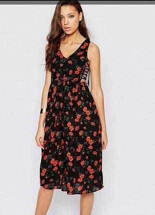 Платье, платье в маках glamorous, шнуровка