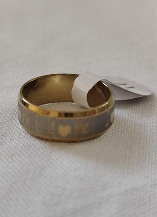 💍 кольцо женское 17 размер | love | серебристое с золотистыми вставками