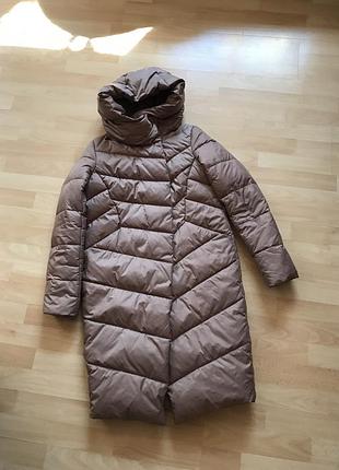 Зимова довга куртка, пуховик капюшоном, розмір 40-42 (xs/s)