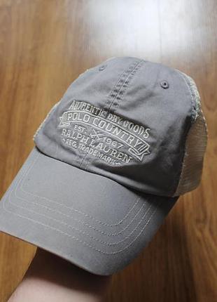 Вінтаж унісекс кепка сіра бейсболка-тракер polo ralph lauren country authentic dry goods mesh cap